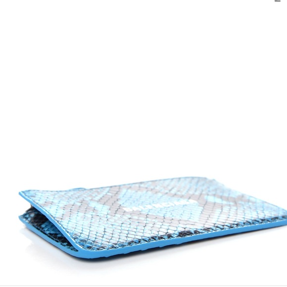 BALENCIAGA Calfskin Python Printed Cash Long Coin and Card Holder Blue - Picture 5 of 8